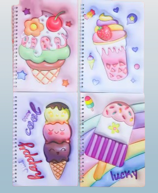 3D Cartoon Ice Cream Spiral Notebook