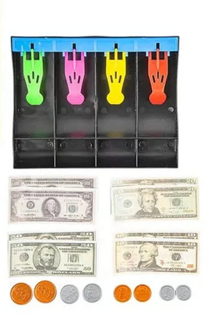 Kids Cash Drawer Playset with Play Money & Coins