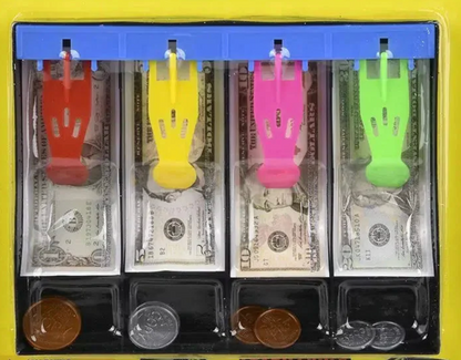 Kids Cash Drawer Playset with Play Money & Coins