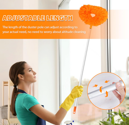 Ceiling Fan Cleaner Duster with Extension Pole – Adjustable 12" to 31.5" | Reusable Microfiber Head for Fan Blades, Walls, Shelves, Furniture & Windows