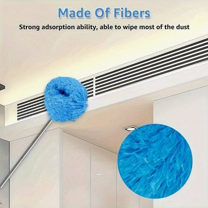 Ceiling Fan Cleaner Duster with Extension Pole – Adjustable 12" to 31.5" | Reusable Microfiber Head for Fan Blades, Walls, Shelves, Furniture & Windows
