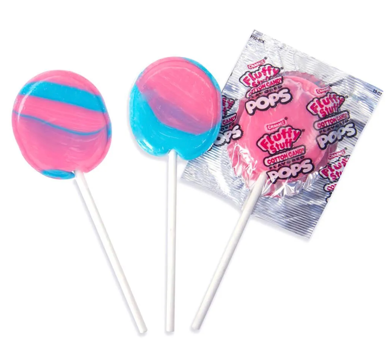 Charms Fluffy Stuff Cotton Candy Pops Lollipops 8-Pack