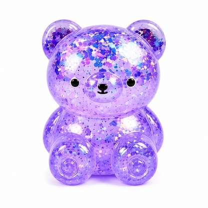4-Piece Glitter Bear Squishy Toy Set – Soft Sensory Stress Relief Fidget Toys