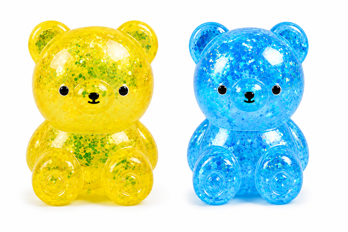 4-Piece Glitter Bear Squishy Toy Set – Soft Sensory Stress Relief Fidget Toys