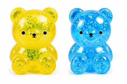 4-Piece Glitter Bear Squishy Toy Set – Soft Sensory Stress Relief Fidget Toys
