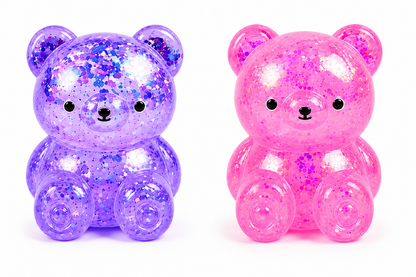 4-Piece Glitter Bear Squishy Toy Set – Soft Sensory Stress Relief Fidget Toys