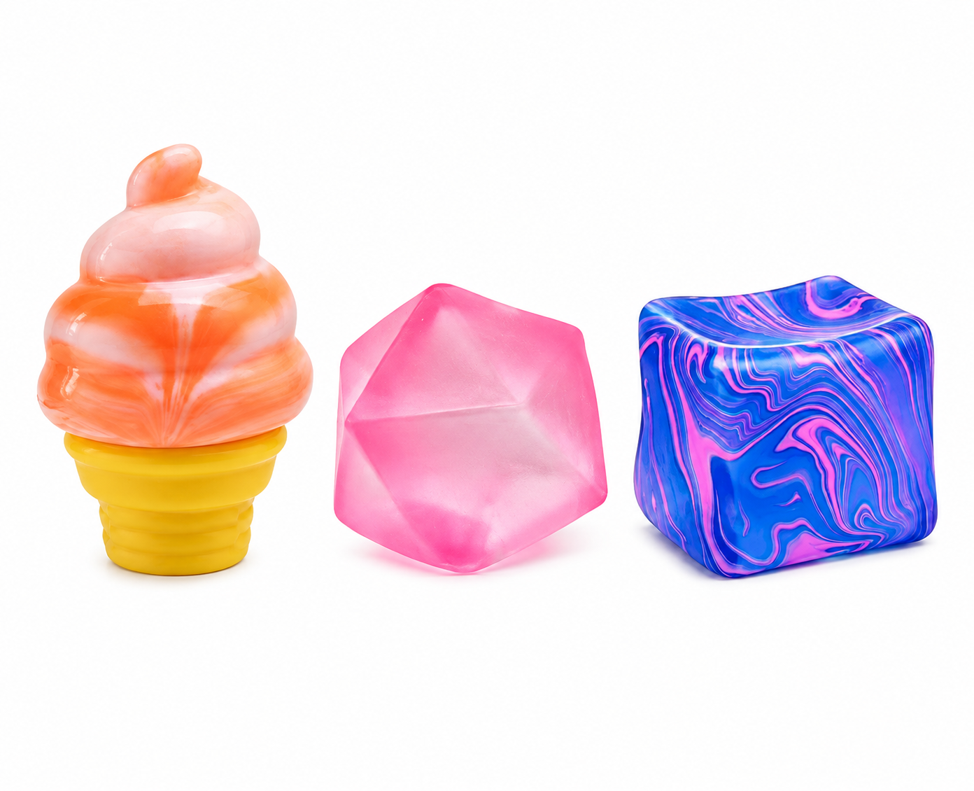 3-Piece Ice Cube Slow Rebound Squishy Toy Set – Sensory Stress Relief Fidget Toys