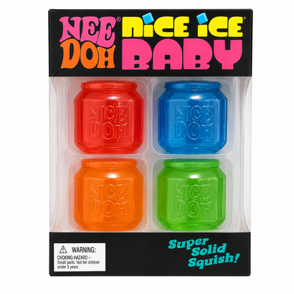 NeeDoh Nice Ice Baby 4-Pack Super Solid Squish Sensory Fidget Toys