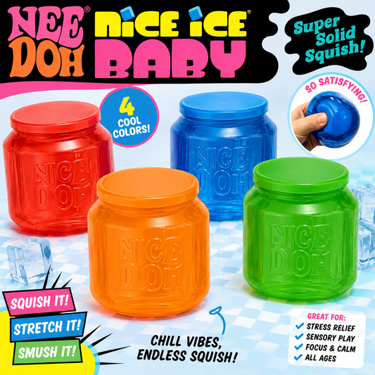 NeeDoh Nice Ice Baby 4-Pack Super Solid Squish Sensory Fidget Toys