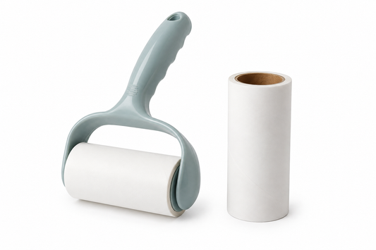 Manual Reusable Lint Roller with Extra Sticky Refill Roll for Pet Hair, Dust & Lint Removal