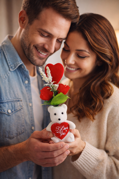 Rose “I Love You” Heart Flower Bear Decorative Gift