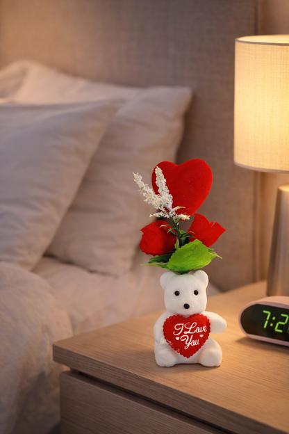 Rose “I Love You” Heart Flower Bear Decorative Gift