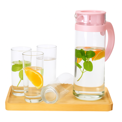 5-Piece Household Glass Water Pitcher & Tumbler Set