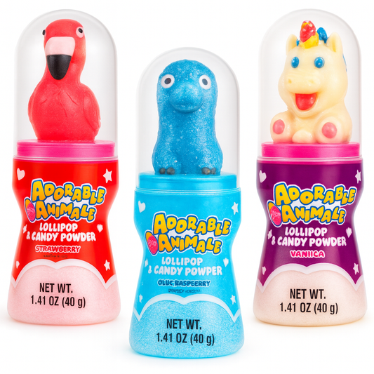 2-Pack Adorable Animal Dip-N-Lik Lollipop & Powder Candy – 1.4 oz