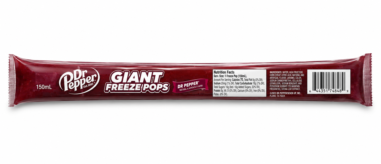 Kisco Dr Pepper Giant Freeze Pops – 3 Pack, 5.5 oz Ice Pops