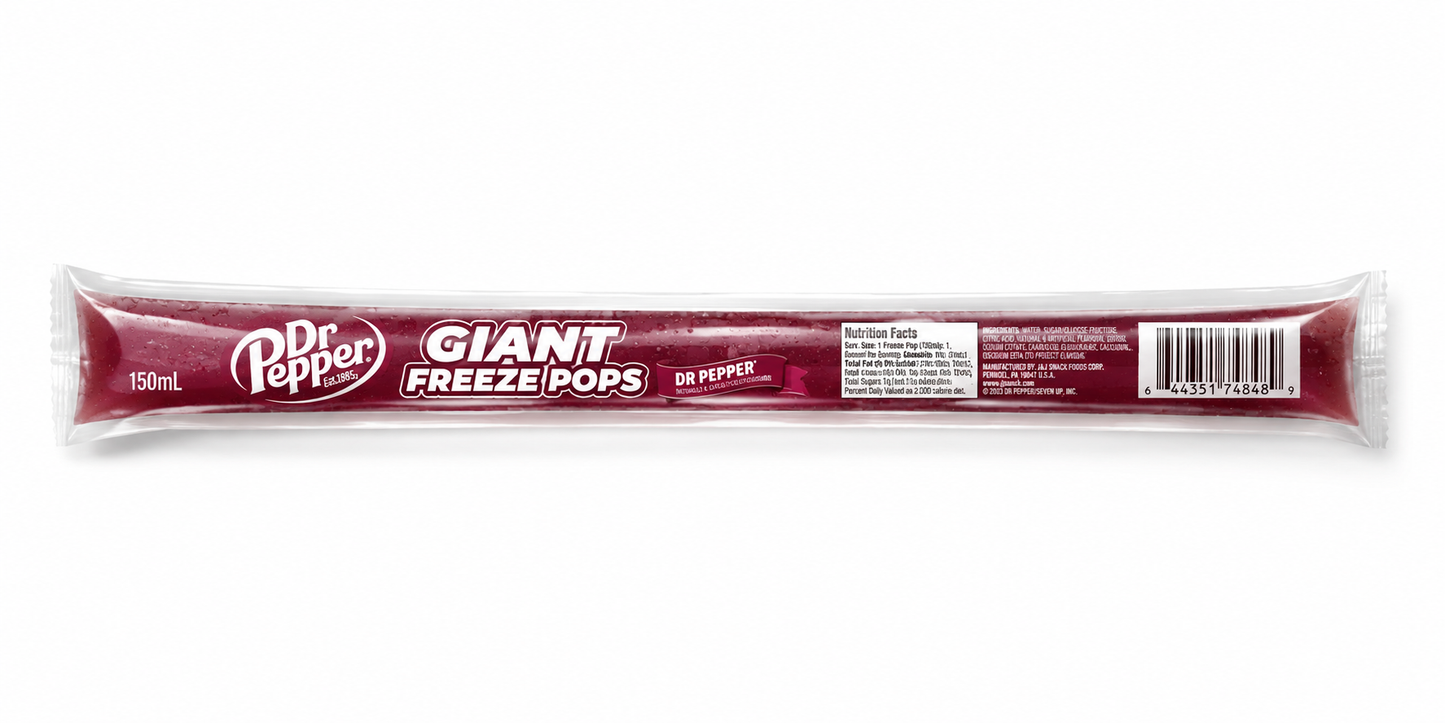 Kisco Dr Pepper Giant Freeze Pops – 3 Pack, 5.5 oz Ice Pops