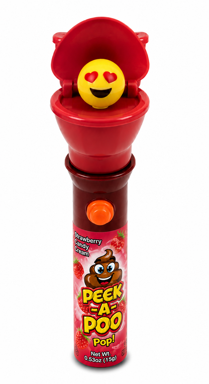 Kidsmania Peek-A-Poo Emoji Surprise Potty Pop Candy, 3-Pack, Assorted Flavors