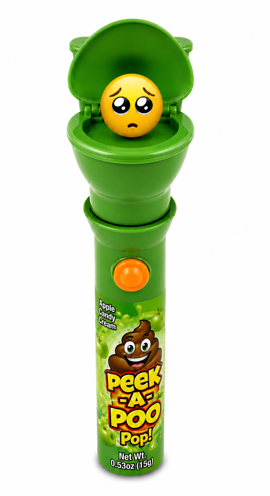 Kidsmania Peek-A-Poo Emoji Surprise Potty Pop Candy, 3-Pack, Assorted Flavors