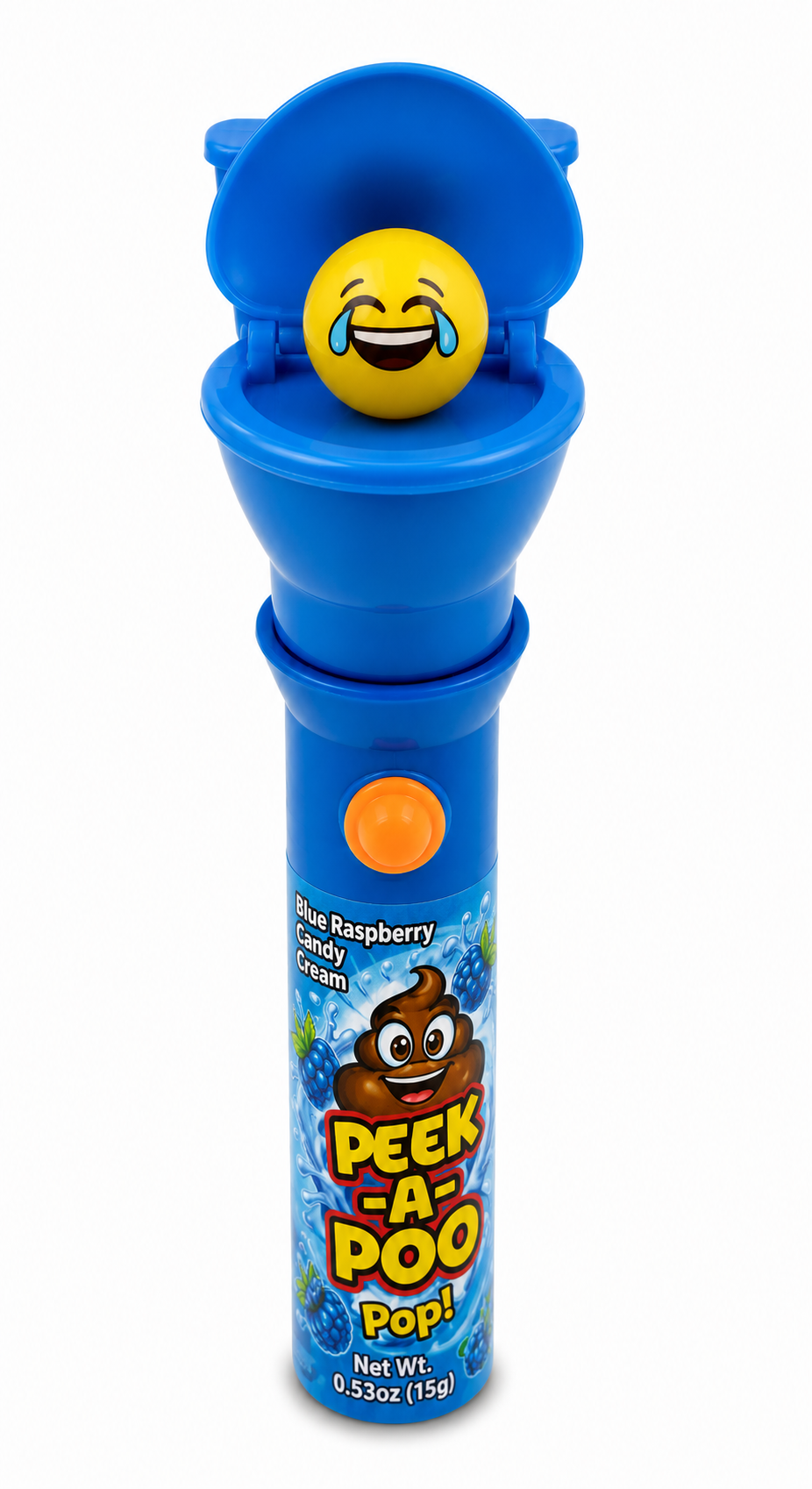 Kidsmania Peek-A-Poo Emoji Surprise Potty Pop Candy, 3-Pack, Assorted Flavors