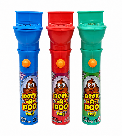 Kidsmania Peek-A-Poo Emoji Surprise Potty Pop Candy, 3-Pack, Assorted Flavors