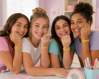 16-Piece Neon Friendship Bracelet & Ring Party Favor Set – 16 Bracelets & 16 Colorful Rings