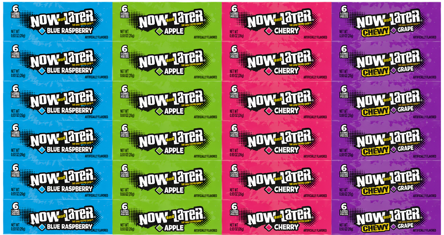 Now and Later Assorted Fruit Chewy Candy Bars 24 Count Variety Pack