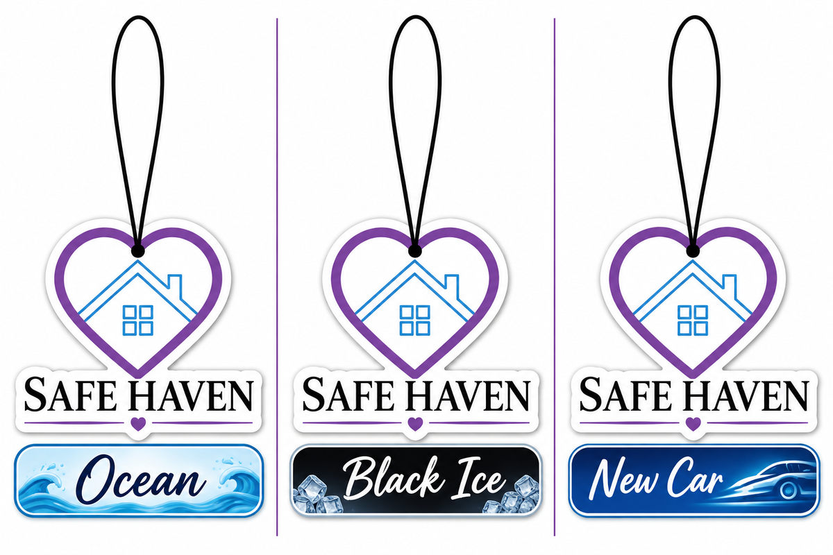 Safe Haven & CO 7-Day Scented Car Air Fresheners – 3-Pack, Ocean, Black Ice & New Car