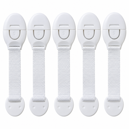 5-Pack Child Safety Cabinet & Drawer Strap Locks – Adhesive Baby Proofing Security Latches