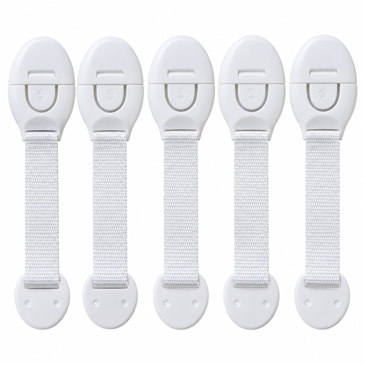 5-Pack Child Safety Cabinet & Drawer Strap Locks – Adhesive Baby Proofing Security Latches