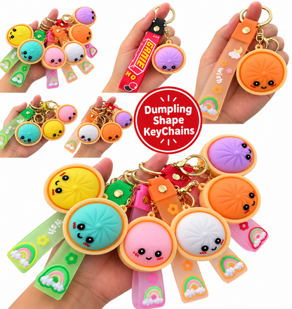 Cute Dumpling Squishy Keychains – 2-Pack Stress Relief Fidget Toys