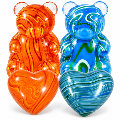 Marbled Bear & Heart Squishy Stress Relief Fidget Toys, 4-Pack