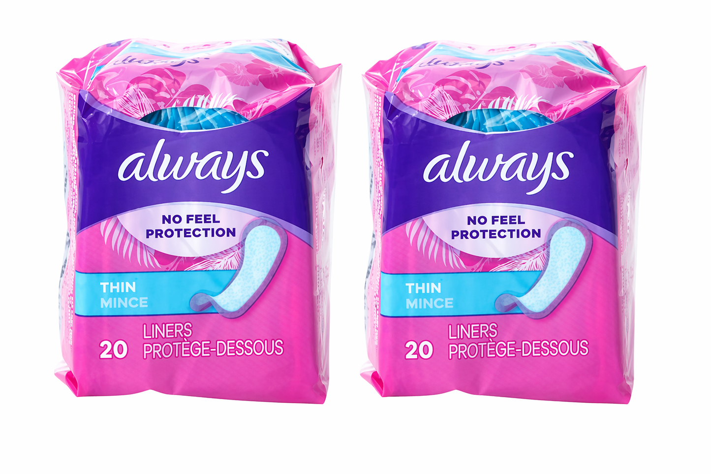 Always® Thin Liners – No Feel Protection – 20 Count, 2-Pack
