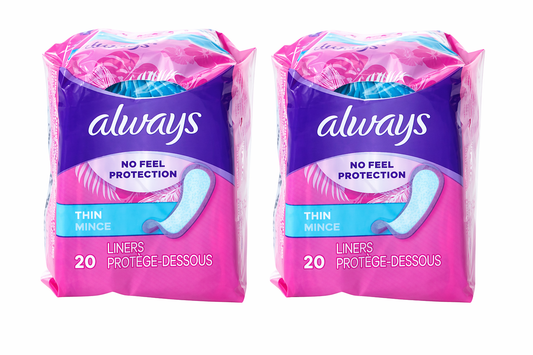 Always® Thin Liners – No Feel Protection – 20 Count, 2-Pack