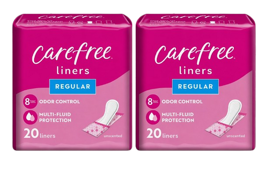 Carefree® Regular Unscented Panty Liners – 20 Count, 2-Pack