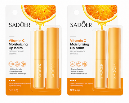 SADOER Vitamin C Moisturizing Lip Balm – Orange Essence Hydrating Care, 2-Pack