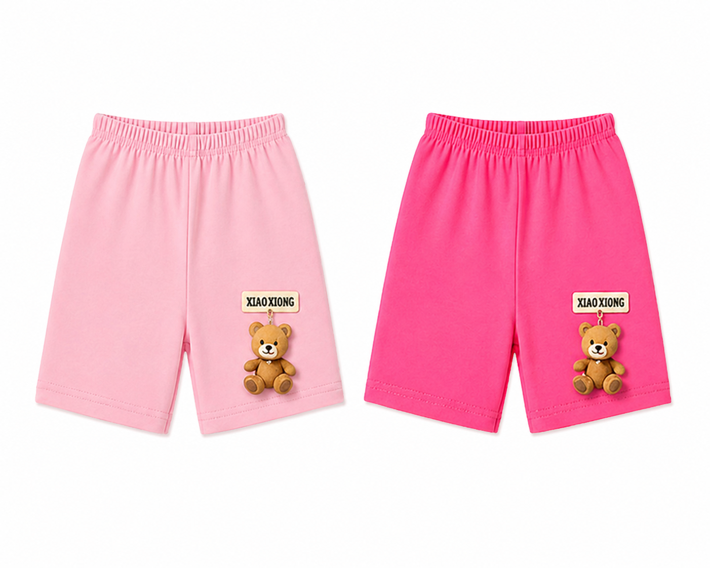 Girls’ Soft Cotton Hanging Teddy Bear Shorts – 2-PacK