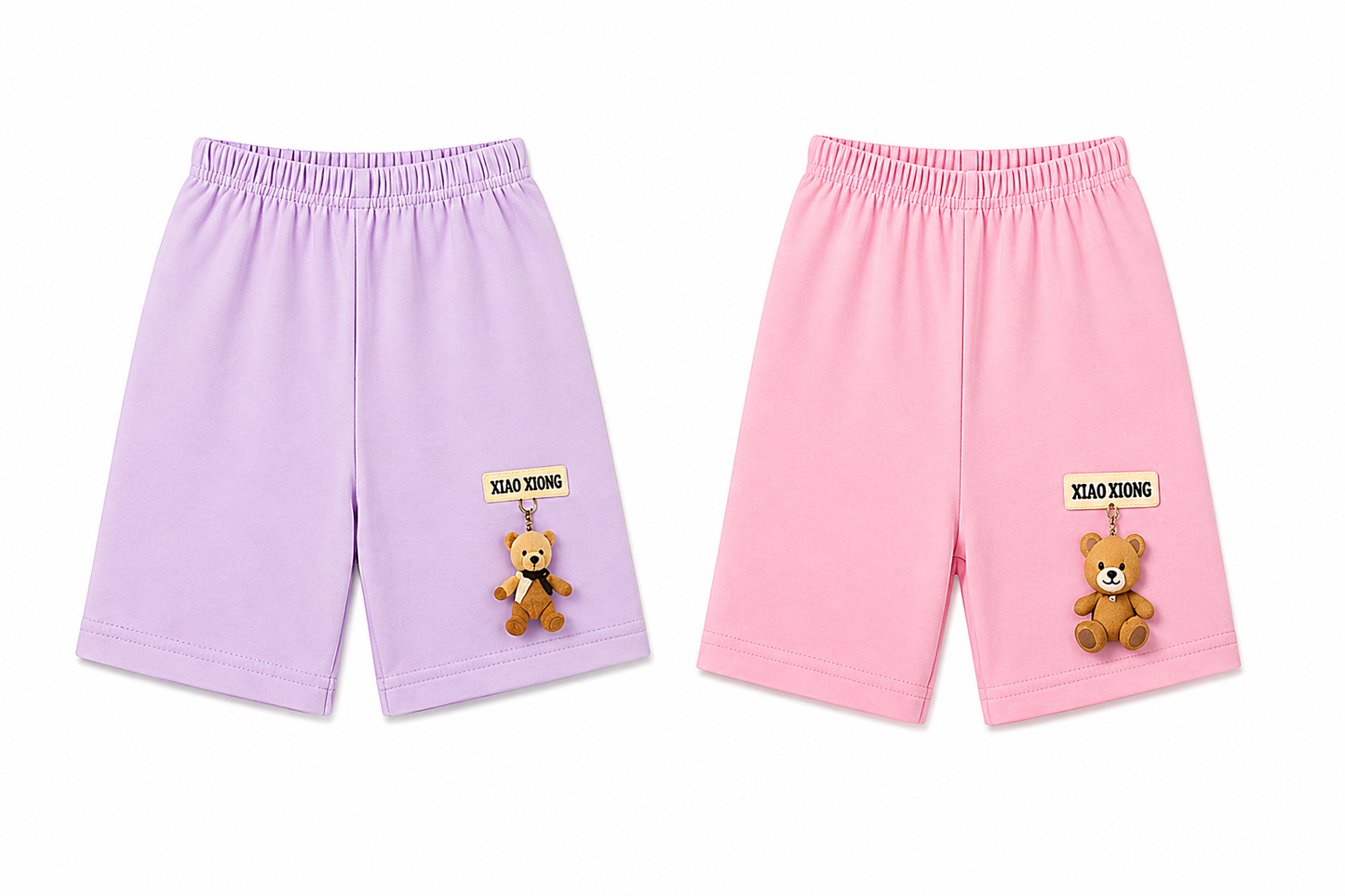 Girls’ Soft Cotton Hanging Teddy Bear Shorts – 2-PacK