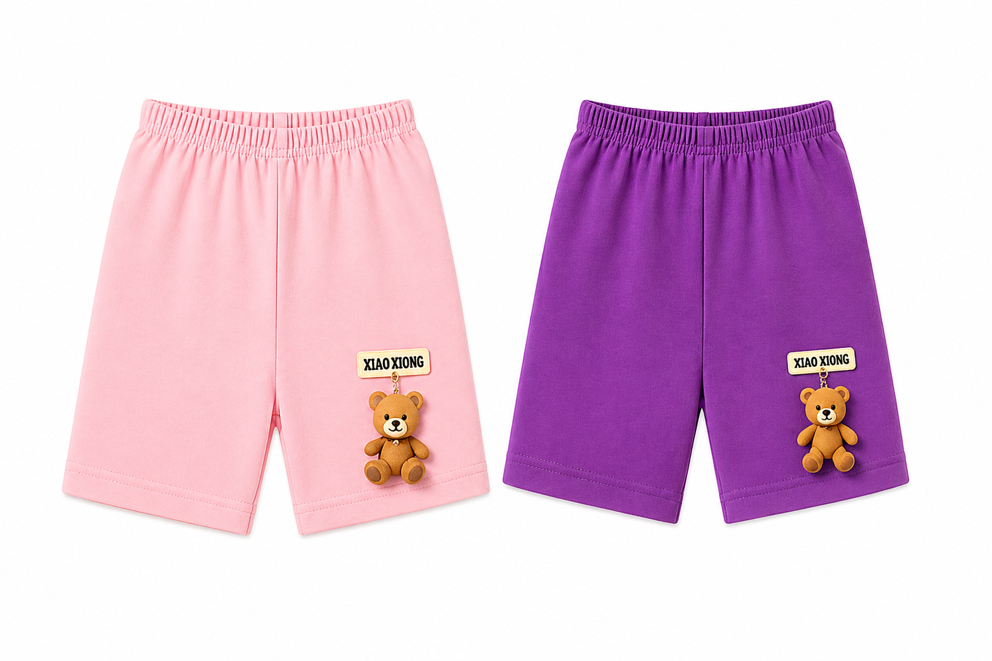 Girls’ Soft Cotton Hanging Teddy Bear Shorts – 2-PacK