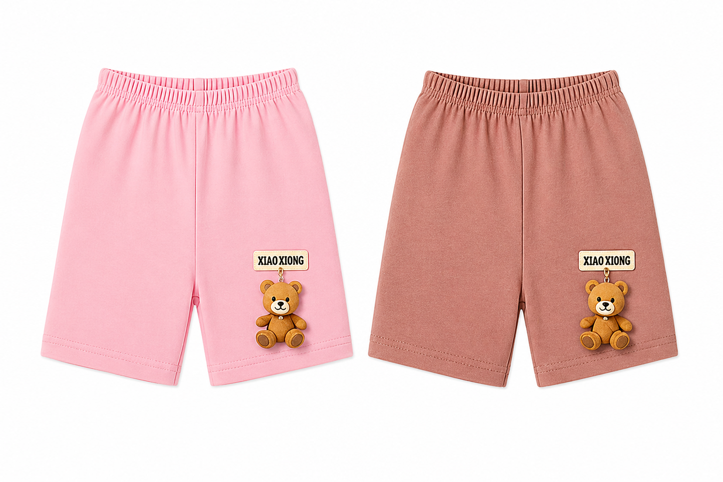 Girls’ Soft Cotton Hanging Teddy Bear Shorts – 2-PacK
