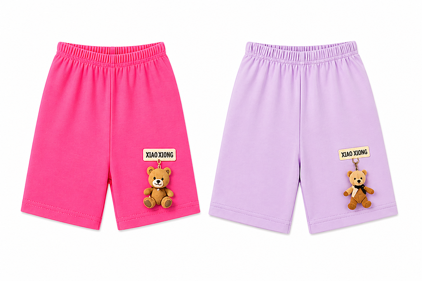 Girls’ Soft Cotton Hanging Teddy Bear Shorts – 2-PacK