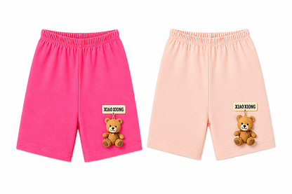 Girls’ Soft Cotton Hanging Teddy Bear Shorts – 2-PacK