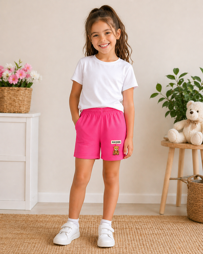 Girls’ Soft Cotton Hanging Teddy Bear Shorts – 2-PacK