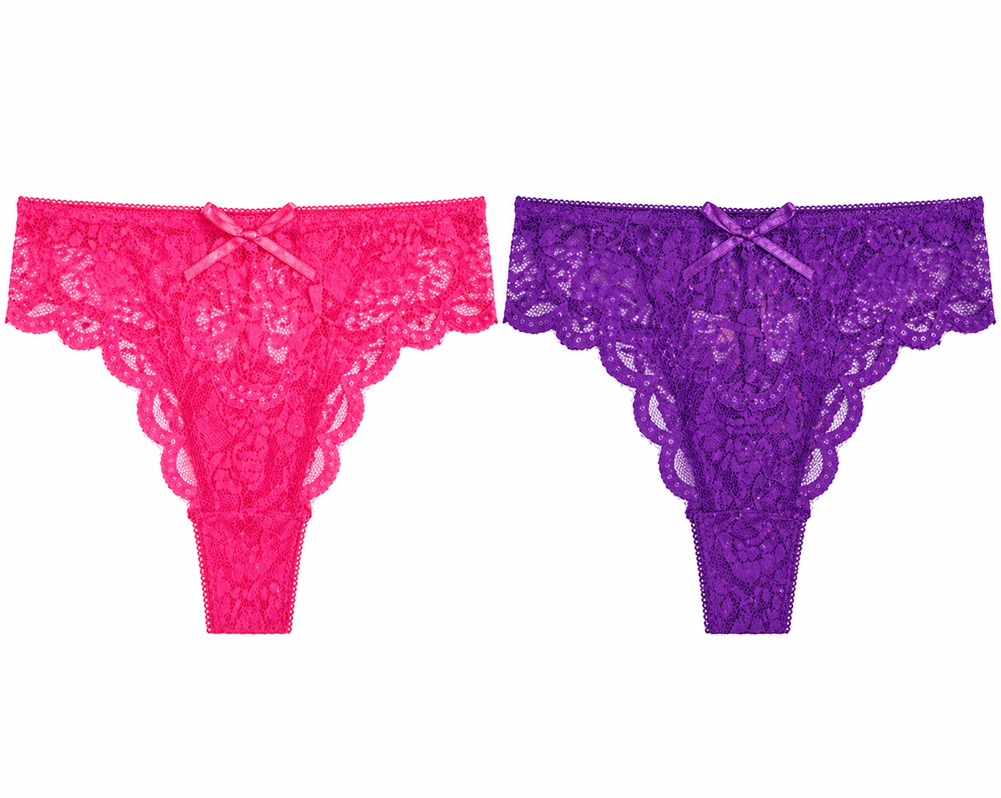 Women's Seamless Lace Bikini Underwear – Lightweight & Breathable, 2-Pack (Random Color Selection)