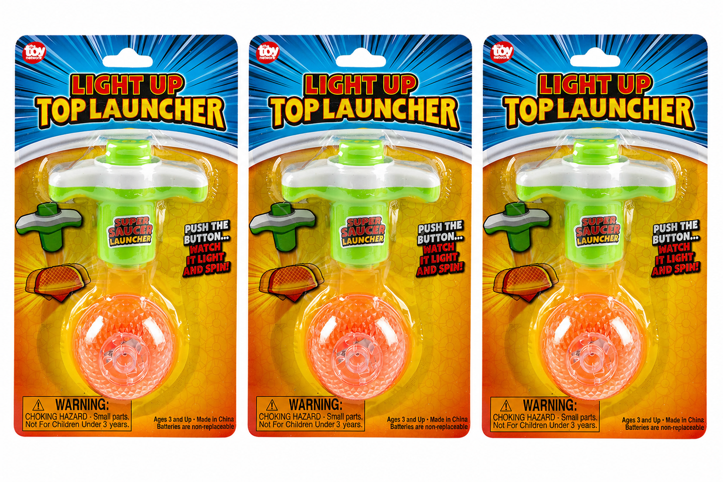 3.5" Light-Up Top Launcher Toy Set – 3 Pack Spinning Tops