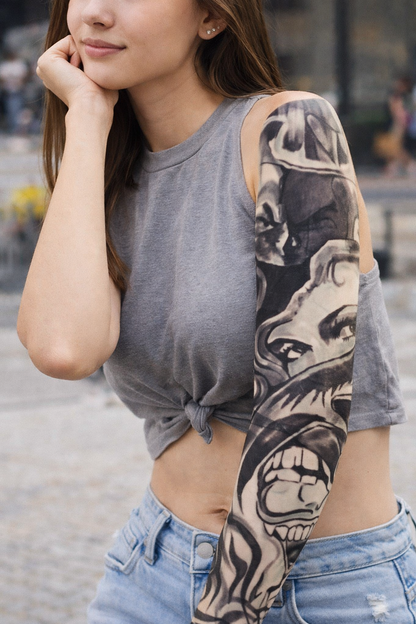 Tribal Tattoo Print Arm Sleeves Polyester Stretch Fashion Sleeves