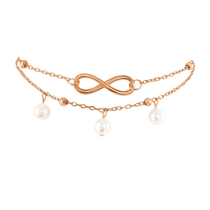 Double Layer Infinity Anklet with Pearl Charms