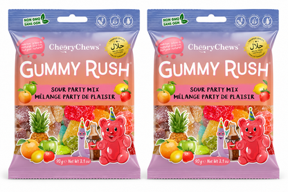 Gummy Rush Sour Party Mix Gummy Candy, 3.17 oz Bags, 2-Pack