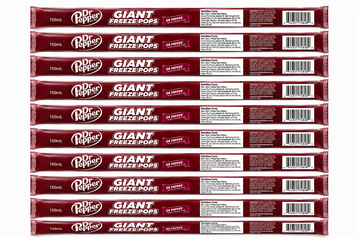 Dr Pepper Giant Freeze Pops – 7 Pack, 5.5 oz Ice Pops