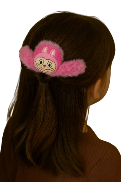 Monster Bunny Fuzzy Plush Hair Claw Clips – 6-Pack