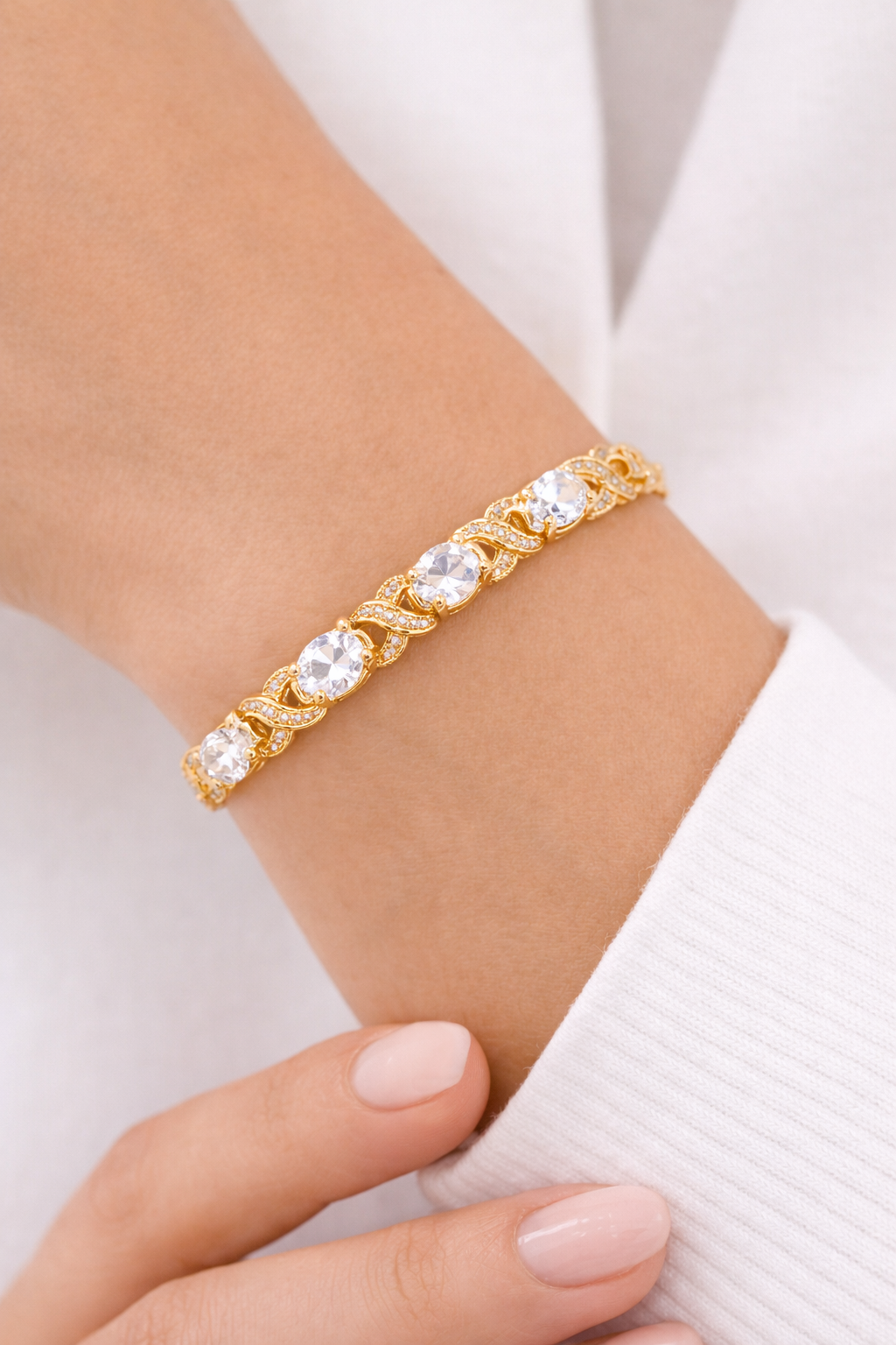 Elegant Gold Plated Crystal Bracelet